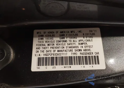 2012 Honda Accord 2.4 Se from USA, damaged, VIN 1HGCP2F60CA027117
